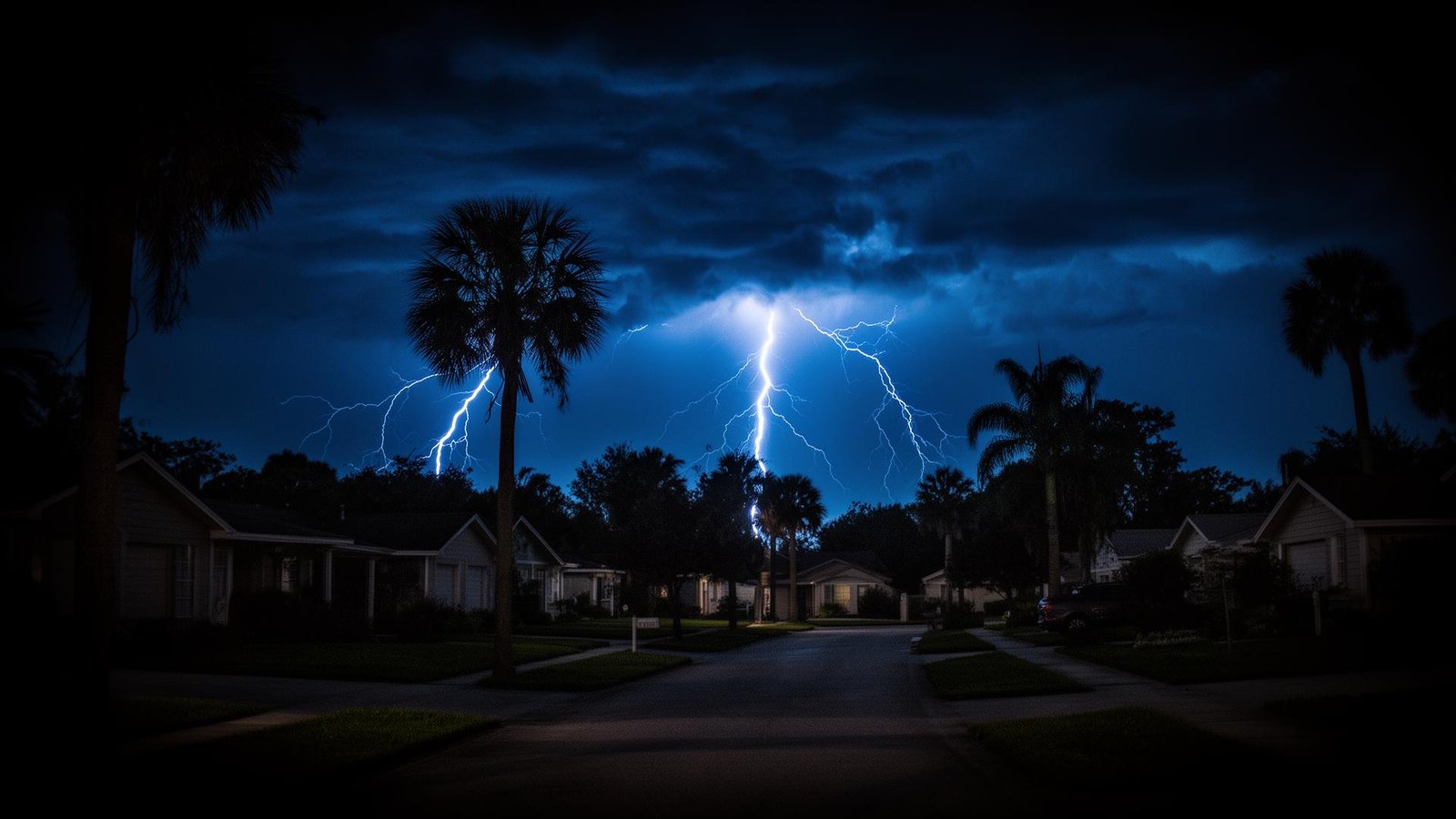 Tampa night sky with lightning